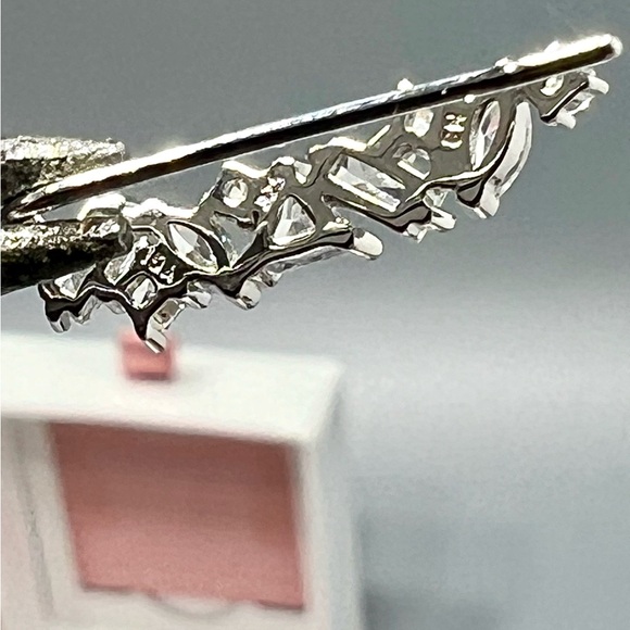 Sterling Silver Rhodium Plated Cubic Zirconia Hook Back Drop Earrings - Picture 4 of 5